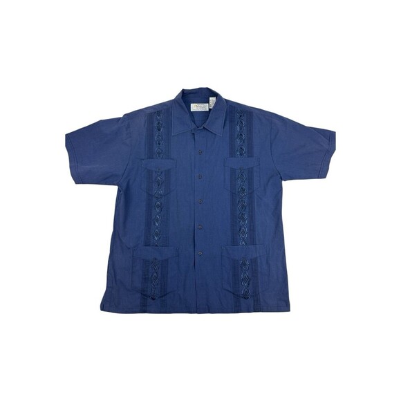 Yield Classics Other - Vintage Yield Classics Blue Guayabera Shirt XL Embroidered Camp Shirt 4 Pocket